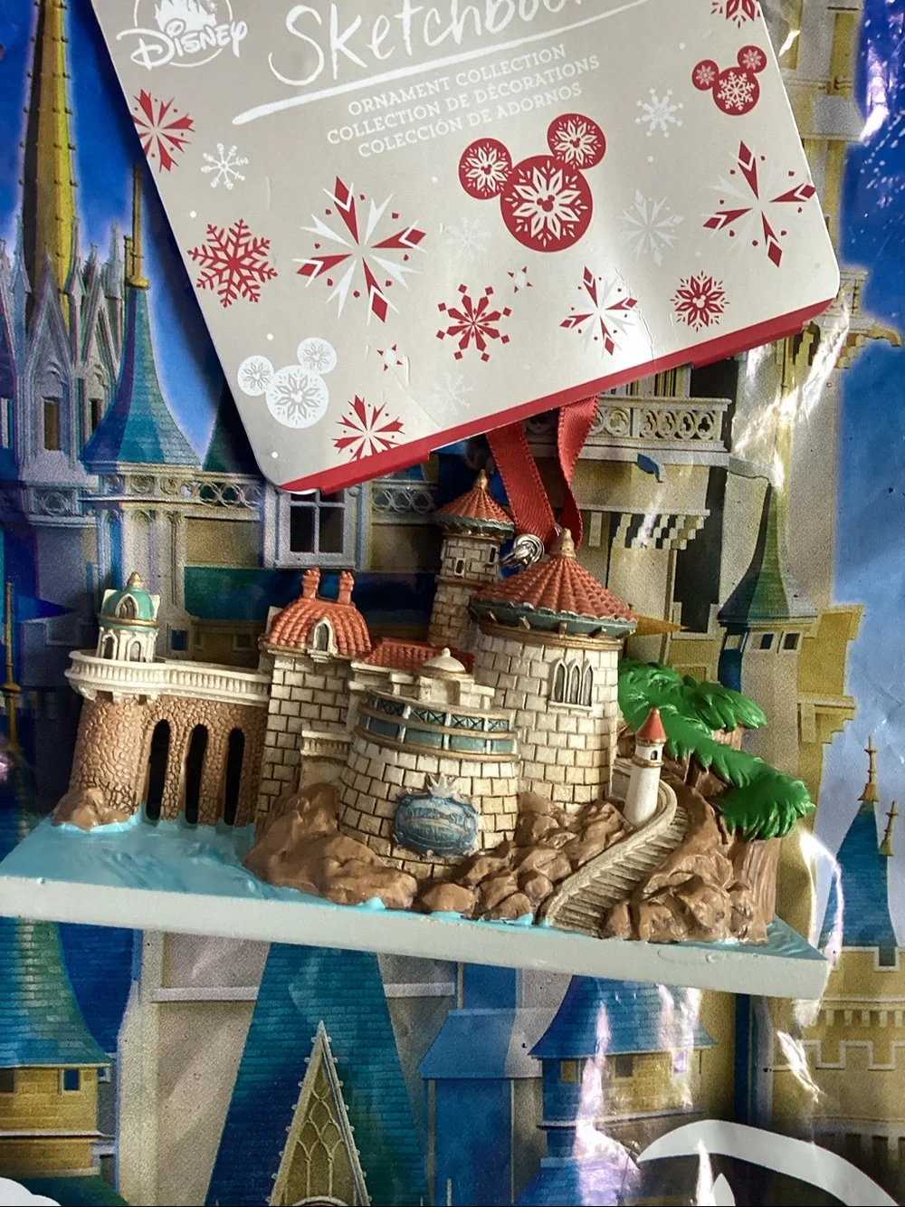 Disney The Little Mermaid Holiday Ornament - Ariel Castle Scene (Red Ribbon)